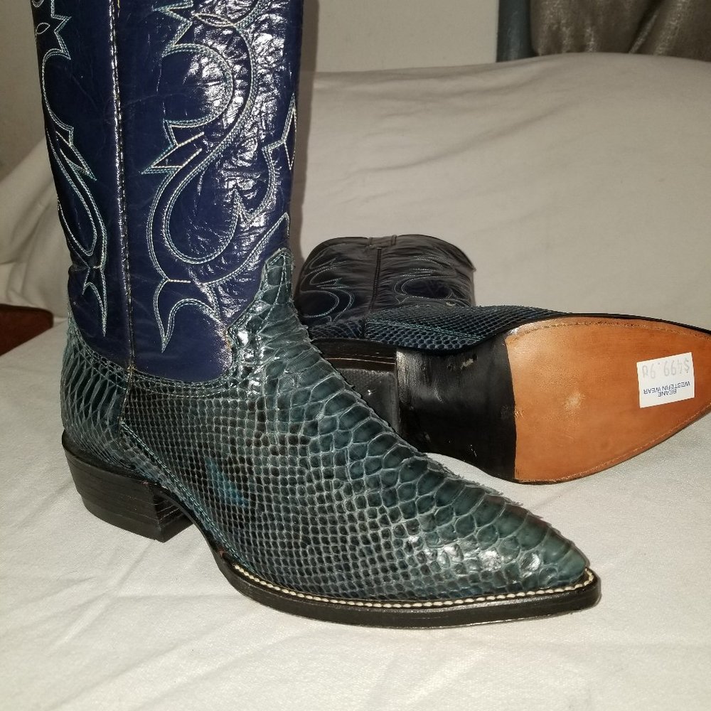 Green / Blue Snakeskin Boots